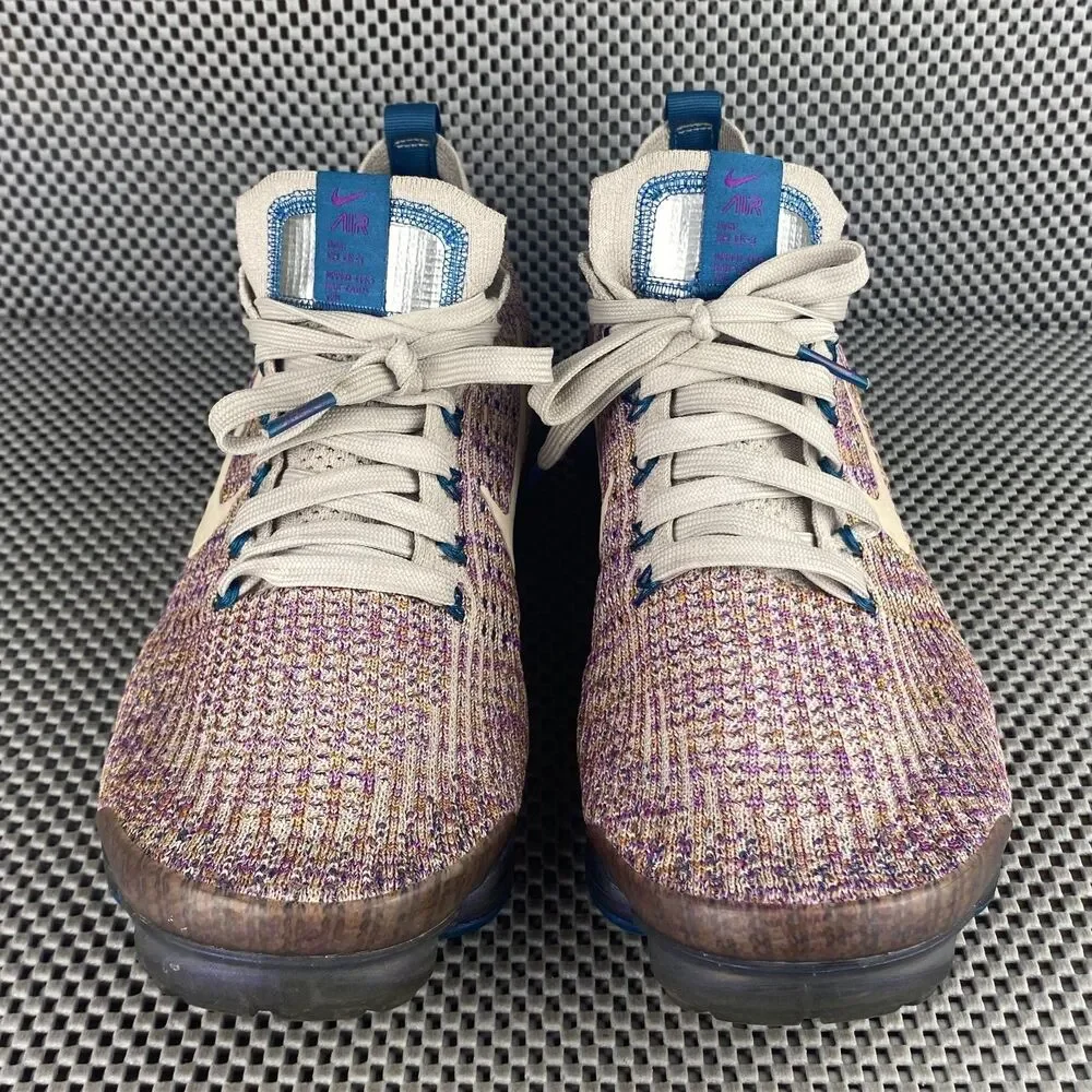 Nike Air VaporMax Flyknit 3 Running Shoes Womens 11 Cream Purple Logo Lace Up - Picture 5 of 12